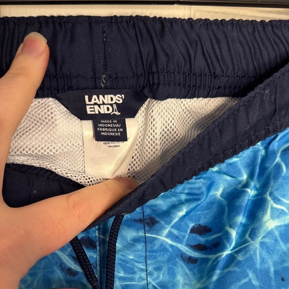 NWT Boys Lands' End Blue and Orange Gradient Swim Trunks